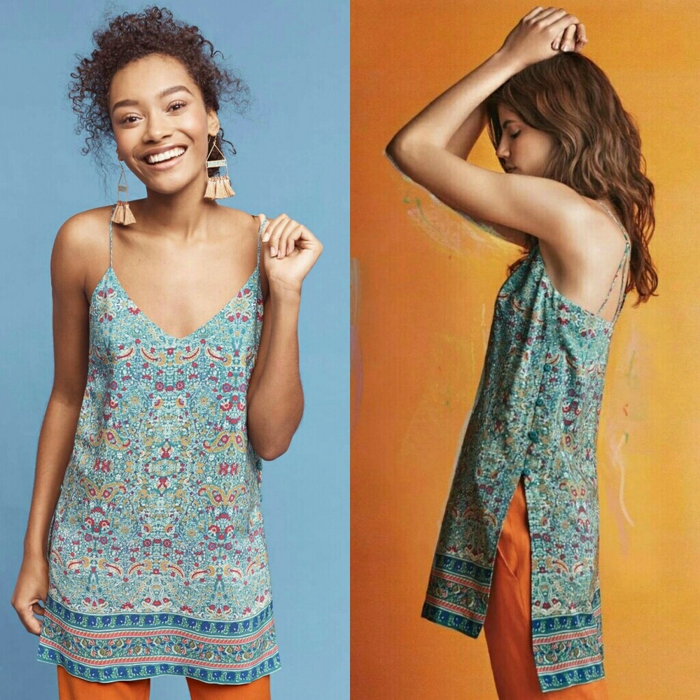 Anthropologie Blue and Orange Tunic